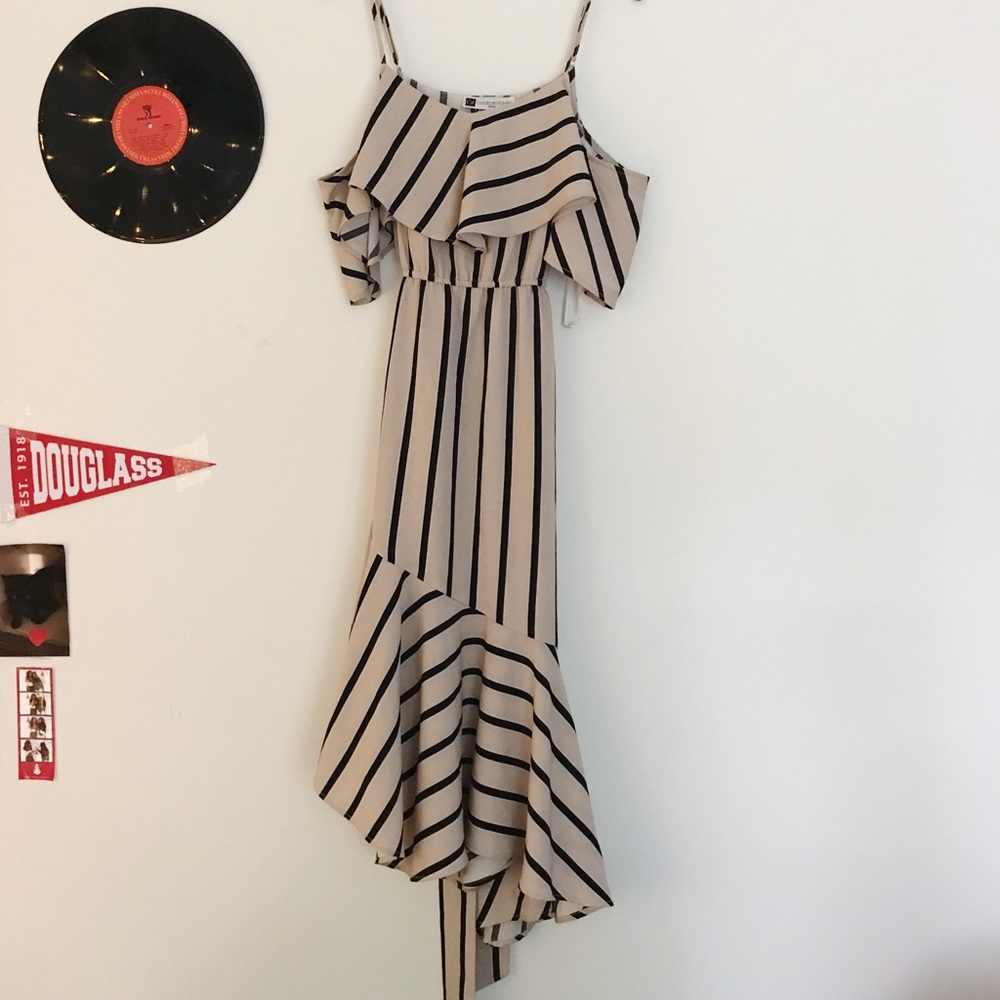 Pink And Black Off the Shoulder Summer Dress